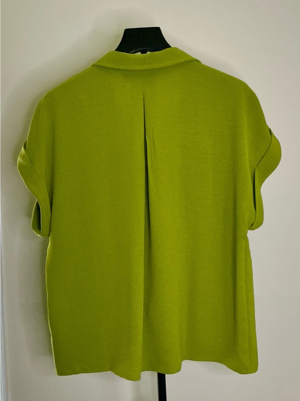 Rafaella Short Sleeve Button-Front Utility Shirt Lime Chartreuse Green - Picture 3 of 7